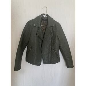 Forever 21 Forest Green Faux Leather Jacket Women's Size S
